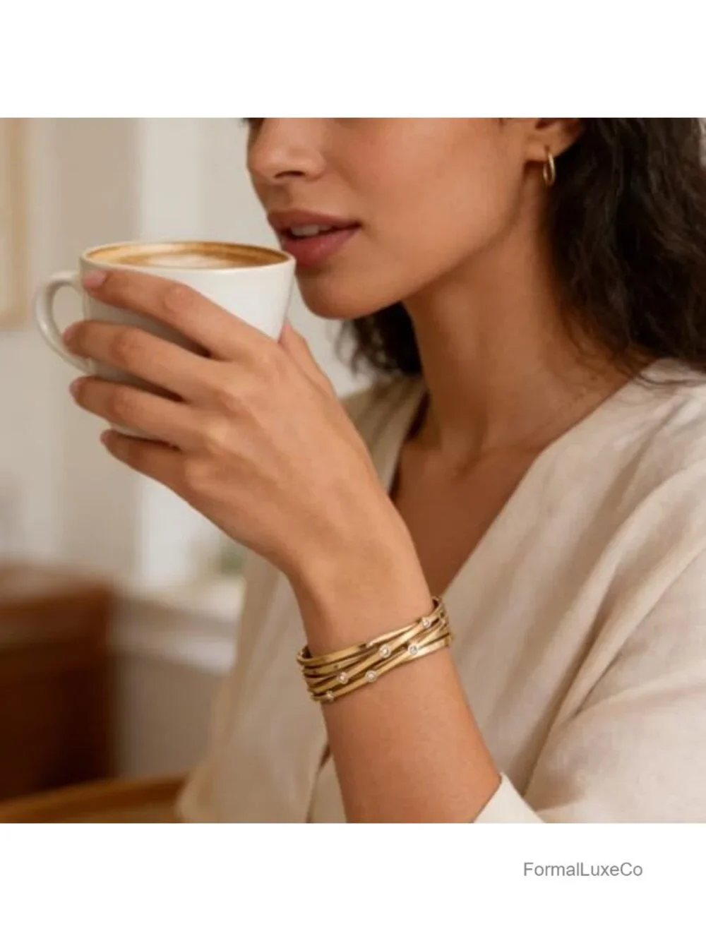 Multi-Layered Crisscross Bangle Bracelet for Women, Alloy, Sparkling Accents